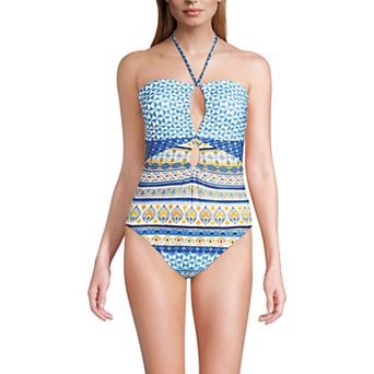 Women's Lands' End Cut Out Multiway Halter High Leg One Piece Swimsuit