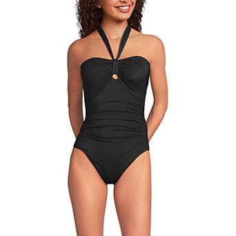 Women's Lands' End Multi-Way Bandeau High Leg One Piece Swimsuit