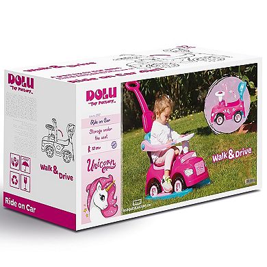 Dolu: Unicorn Ride On Car: 4-In-1 Walk & Drive