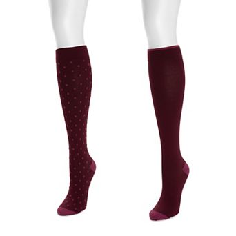 Women's MUK LUKS Nylon Compression Socks 2-Pack