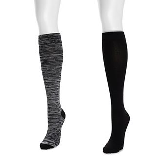 Women's MUK LUKS Nylon Compression Socks 2-Pack