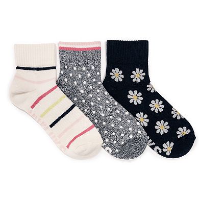 Women's MUK LUKS Quarter Crew Cotton Compression Socks 3-Pack