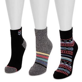 Women's MUK LUKS Quarter Crew Cotton Compression Socks 3-Pack