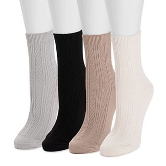 Women's MUK LUKS Fluffy Microfiber Texture Crew Socks 4-Pack