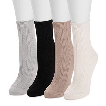 Women's MUK LUKS Fluffy Microfiber Texture Crew Socks 4-Pack
