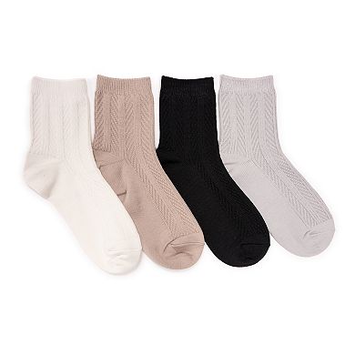Women's MUK LUKS Fluffy Microfiber Texture Crew Socks 4-Pack