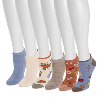 Women's MUK LUKS 6-Pack 3D Tab Low Cut Socks
