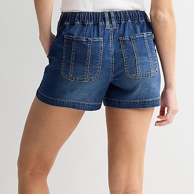 Juniors' Project Indigo Mid Rise Tencel Shorts