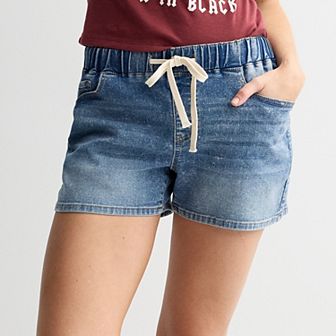 Juniors' Project Indigo Mid Rise Knit Shorts