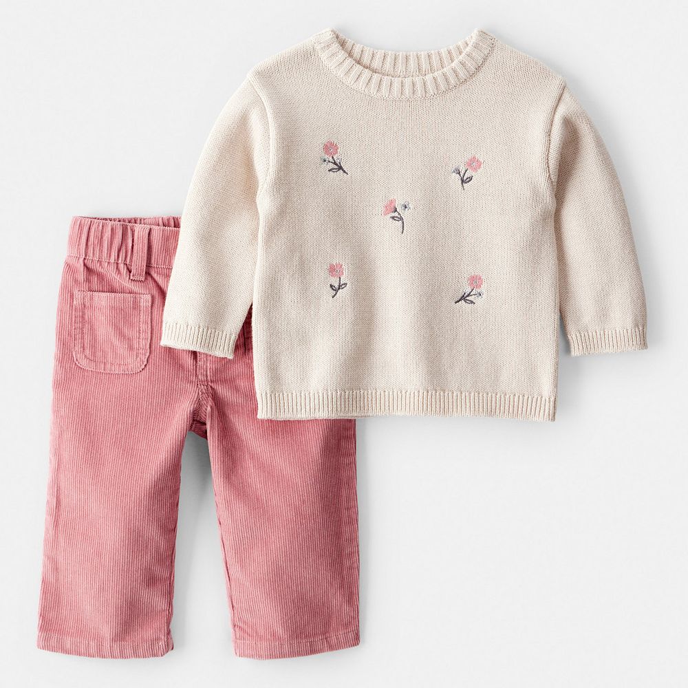Carter's 2pc Baby Girl Black/ Grey Soft Pants Set