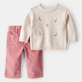 Baby Carter's 2 pc Floral Sweater & Pant Set