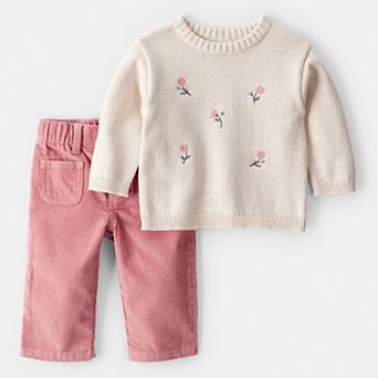 Baby Carter's 2 pc Floral Sweater & Pant Set