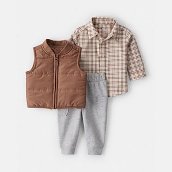 Baby Boy Carter’s 3 pc Plaid Vest, Button-Down & Jogger Set