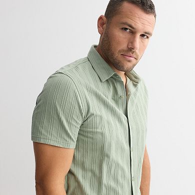 Men's Apt. 9® Knit Short Sleeve Button-Down Shirt