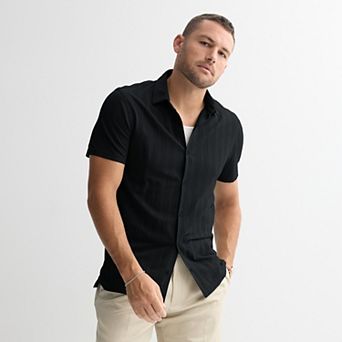 Men's Apt. 9® Knit Short Sleeve Button-Down Shirt