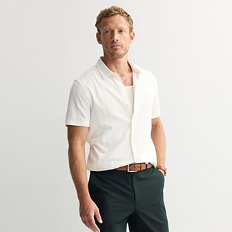Men's Apt. 9® Knit Short Sleeve Button-Down Shirt