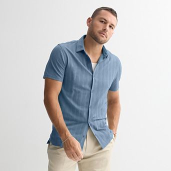 Men's Apt. 9® Knit Short Sleeve Button-Down Shirt