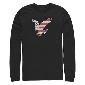 Big & Tall USA Flag Print Eagle Long Sleeve Graphic Tee