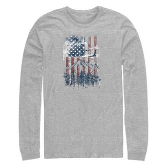 Big & Tall Mountain Scenery Americana Long Sleeve Graphic Tee