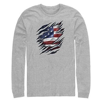 Big & Tall USA Flag Breaking Through Long Sleeve Graphic Tee