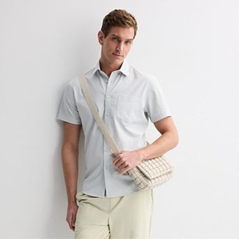 Men's FLX Textured Slim-Fit Short Sleeve Button-Down