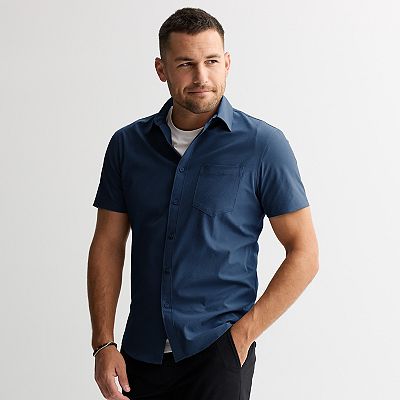 slim fit dress slacks Men's Slim Fit Short Sleeve Button Down Shirt main image 1