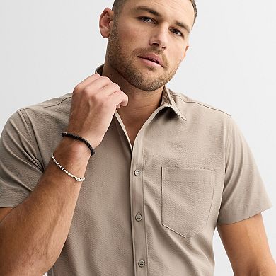 Men's FLX Textured Standard-Fit Short Sleeve Button-Down