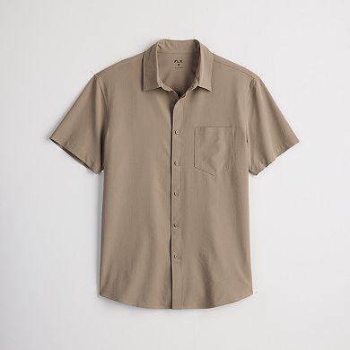 Men's FLX Textured Standard-Fit Short Sleeve Button-Down