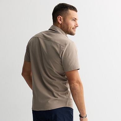 Men's FLX Textured Standard-Fit Short Sleeve Button-Down