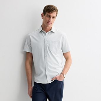 Men's FLX Textured Standard-Fit Short Sleeve Button-Down