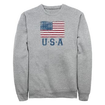 Big & Tall USA Flag Graphic Fleece Pullover Sweater