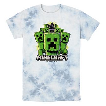 Men's Minecraft Movie Creeper Mob Bombard Wash Graphic Tee