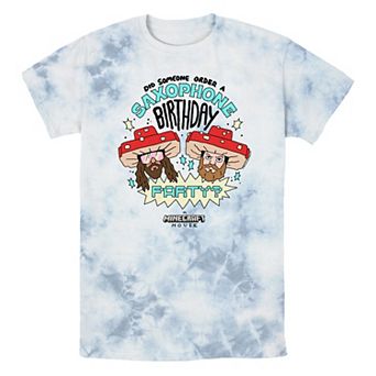 Men's Minecraft Saxophone Birthday Party Bombard Wash Graphic Tee