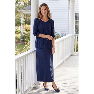 Woman Within Plus Size Lettuce Trim Knit Jacket Dress