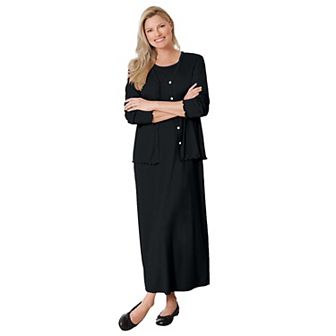Woman Within Plus Size Lettuce Trim Knit Jacket Dress