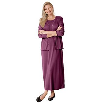 Woman Within Plus Size Lettuce Trim Knit Jacket Dress