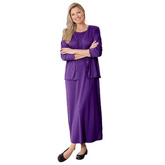 Woman Within Plus Size Lettuce Trim Knit Jacket Dress