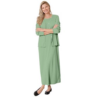 Woman Within Plus Size Lettuce Trim Knit Jacket Dress
