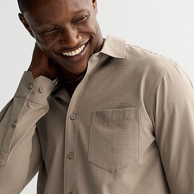 Men's FLX Slim Untuck Fit Long Sleeve Textured Button-Down Shirt