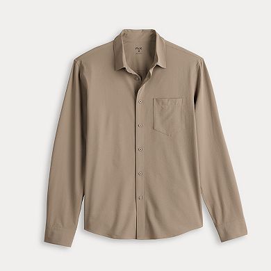 Men's FLX Slim Untuck Fit Long Sleeve Textured Button-Down Shirt