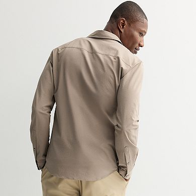 Men's FLX Slim Untuck Fit Long Sleeve Textured Button-Down Shirt