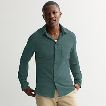 Men's FLX Slim Untuck Fit Long Sleeve Textured Button-Down Shirt