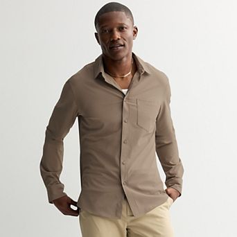 Men's FLX Slim Untuck Fit Long Sleeve Textured Button-Down Shirt