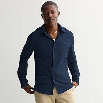 Men's FLX Slim Untuck Fit Long Sleeve Textured Button-Down Shirt