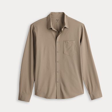 Men's FLX Standard Untuck Fit Long Sleeve Textured Button-Down Shirt