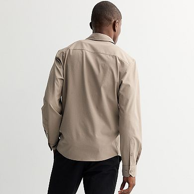 Men's FLX Standard Untuck Fit Long Sleeve Textured Button-Down Shirt