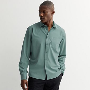 Men's FLX Standard Untuck Fit Long Sleeve Textured Button-Down Shirt