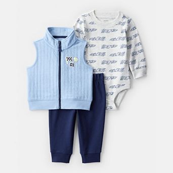 Toddler Boy Carter's 3 pc Race Car Vest, Bodysuit & Pants Set