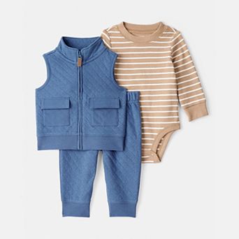 Toddler Boy Carter's 3 pc Quilted Vest, Bodysuit & Pant Set