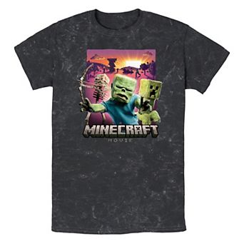 Men's Minecraft Movie Classic Monsters Mineral Wash Graphic Tee